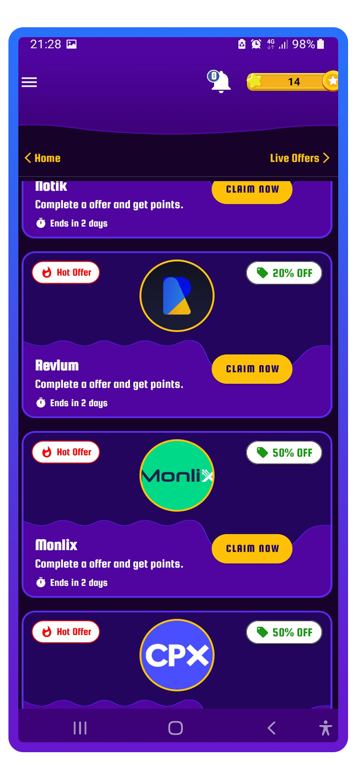Offerwall Page